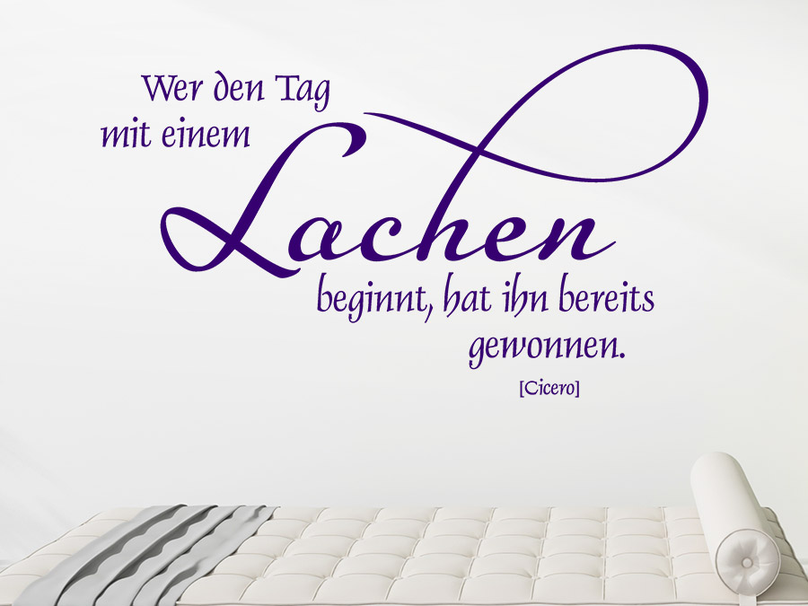 Wandtattoo Wer den Tag mit einem Lächeln beginnt bei Homesticker.de