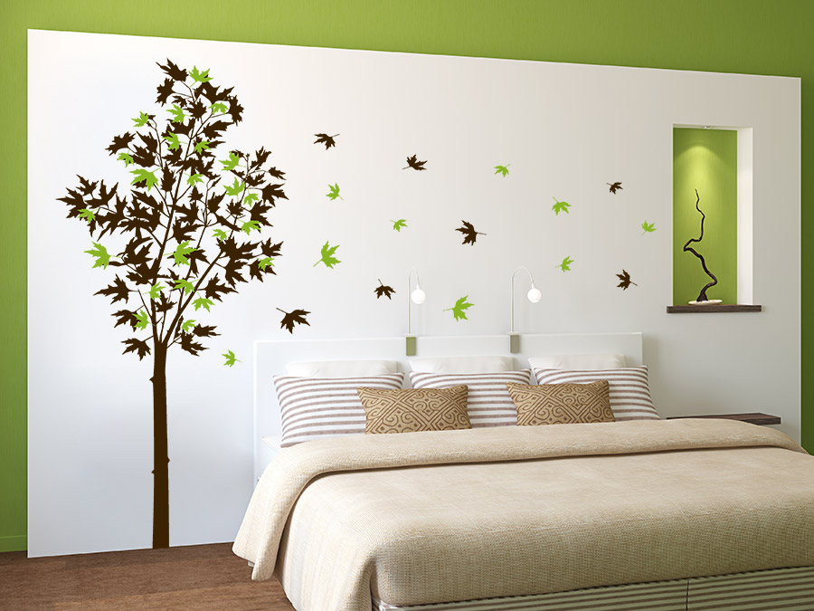 Wandtattoo baum bunte ideen für die wand Küche braun gestrichen