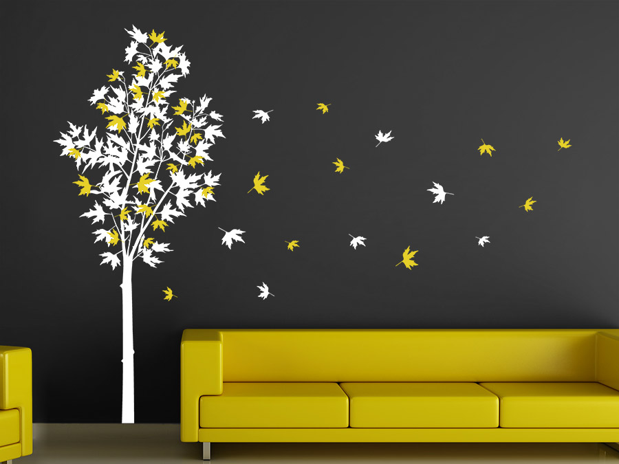Wandtattoo ahorn zweifarbig mit laub bei homesticker.de