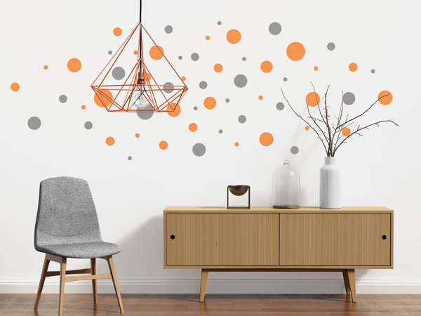 Kreative klebepunkte wandtattoo dots als deko punkte Orangene wände