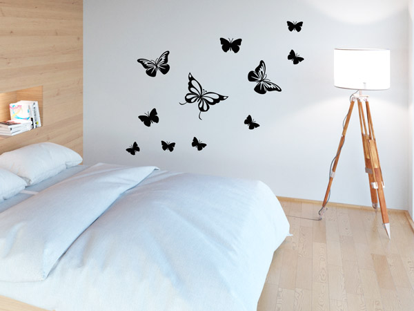 Wandtattoo Schmetterlinge Schwarz Schlafzimmer