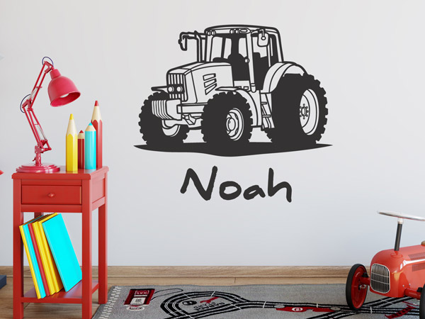  Wandtattoo Traktor mit Wunschname im Kinderzimmer