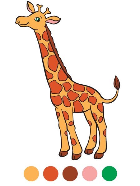 Ausmalbild Giraffe Farben 