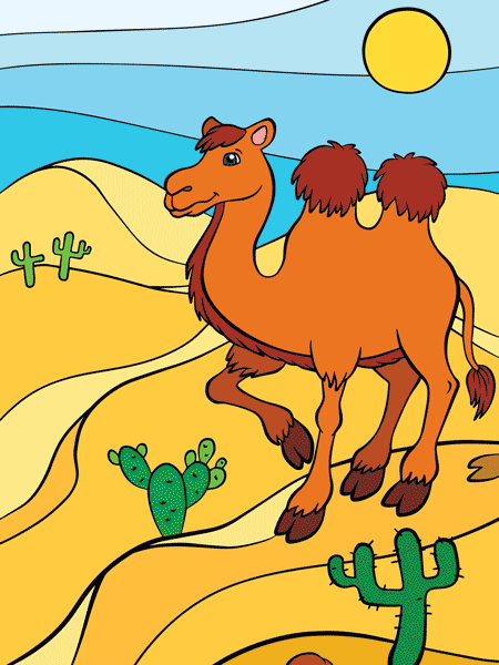 Kamel zum Ausmalen farbig