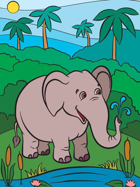 Malvorlage Elefant farbig