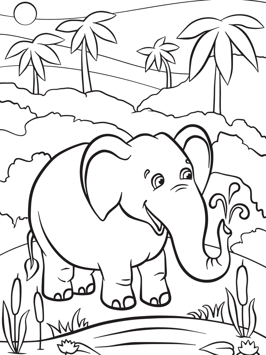 malvorlage elefant einfach  top kostenlos färbung seite