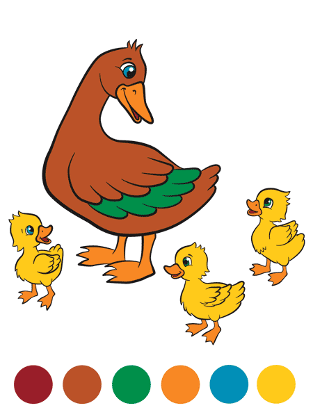 Malvorlage Entenfamilie mit Farben