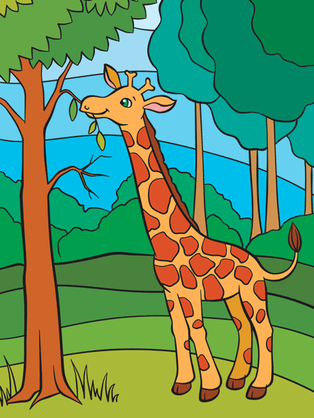 Malvorlage Giraffe farbig