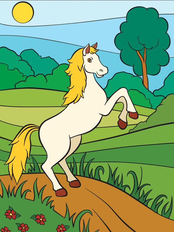 Malvorlage Pferd farbig