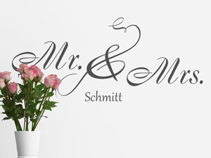 Mr and Mrs Wandtattoo zur Hochzeit