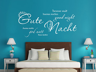 Wandtattoo Gute Nacht in 7 Sprachen