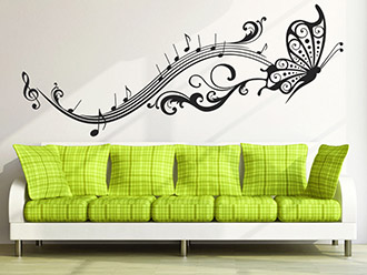 Wandtattoo Noten Schmetterling