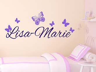 Wandtattoo Name mit Schmetterlingen