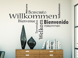 Wandtattoo Willkommen Wortwolke