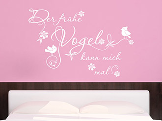 Wandtattoo Der frühe Vogel... mit Schnörkel