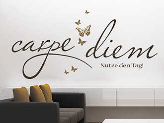 Wandtattoo Carpe Diem mit Schmetterlingen