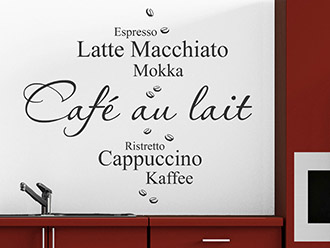 Wandtattoo Café au lait mit Kaffeebohnen