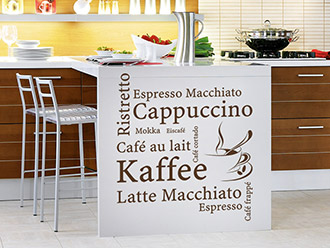 Wandtattoo Wortwolke Kaffee