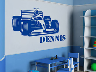 Wandtattoo Formel Auto mit Name