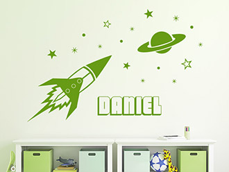 Wandtattoo Rakete mit Name