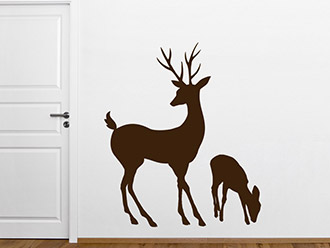 Wandtattoo Hirsch mit Hirschkalb
