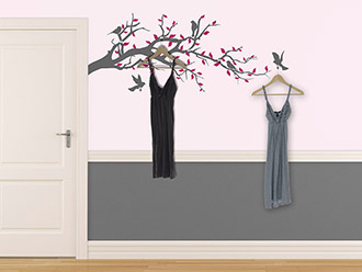 Garderobe Ast mit Vögeln
