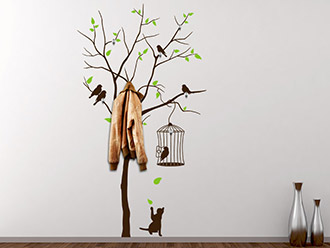 Garderobe Baum mit Vogelkäfig