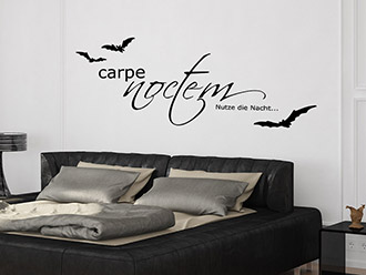 Wandtattoo Carpe Noctem mit Fledermäusen