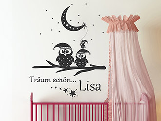 Wandtattoo Träum schön Eule mit Wunschname
