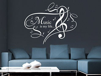 Wandtattoo Music is my life...