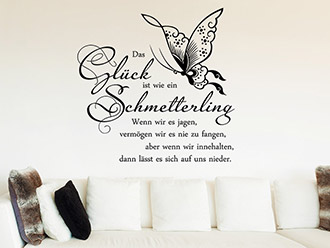 Wandtattoo Glück ist wie ein Schmetterling