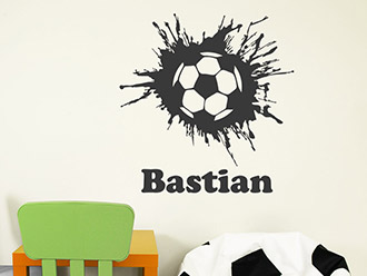 Wandtattoo Fußball mit Wunschname