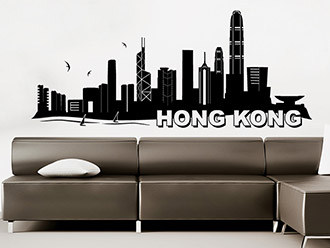 Skyline von Hongkong als Wandtattoo