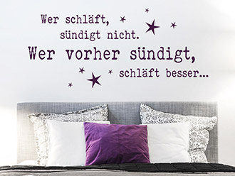 Wandtattoo Wer schläft, sündigt nicht...