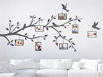 Wandtattoo Zweifarbiger Ast mit Fotorahmen