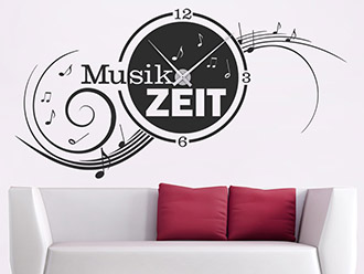 Wandtattoo Uhr Musikzeit