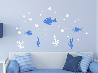 Wandtattoo Fische zweifarbig