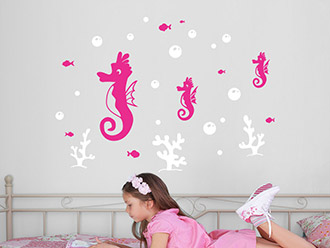 Wandtattoo Seepferdchen zweifarbig