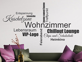 Wandtattoo Wohnzimmer Wortwolke