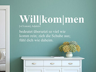 Wandtattoo Willkommen Definition