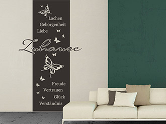 Wandtattoo Banner Zuhause mit Schmetterlingen