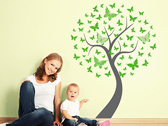 Wandtattoo Baum mit Schmetterlingen