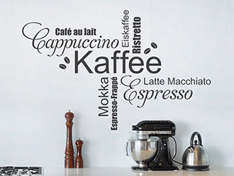 Wandtattoo Kaffee Wortwolke Schriften