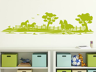 Wandtattoo Landschaft mit Pferden