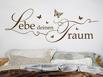 Wandtattoo Lebe deinen Traum mit Schmetterlingen