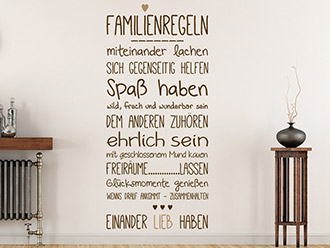 Wandtattoo Familienregeln mit Herz