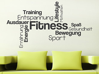 Wandtattoo Fitness Wortwolke