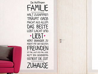 Wandtattoo Familie mit Wunschname