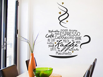 Wandtattoo Kaffeetasse mit Herzen