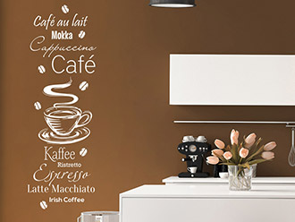 Wandtattoo Wandsticker Zimmer Kaffee Wohnraum Sprüche Geschenk Coffee Küche matt 